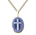 Radiant Cross Oval Genuine Agate Cameo Pendant