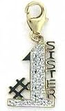 #1 Sister, 14K Gold Diamond Charm