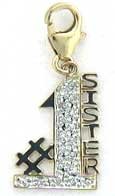 #1 Sister 14K Gold Diamond Charm