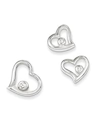 Genuine IceCarats Designer Jewelry Gift Sterling Silver Heart Cz Earring & Pendant Set