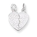 Sterling Silver I Love You 2-piece break Apart Heart Charm