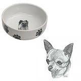 Smooth Chihuahua, paw print bowl, Porcelain by Rosalinde (7 in. x 2.5 in. deep)