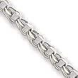 14k White Gold Lite 5mm Double Charm Bracelet - 7.25 Inch - Lobster Claw - JewelryWeb