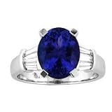 14k White Gold Oval Tanzanite and Diamond Ring 4.87 TCW