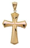 14kt Gold Cross Charm with Rope Border - PC065404