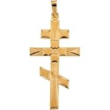 14K Yellow Gold Orthodox Cross Pendant
