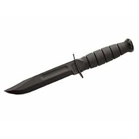 KaBar Cutlery Short Ka-Bar Black, Leather Sheath, 5.25 in., Plain