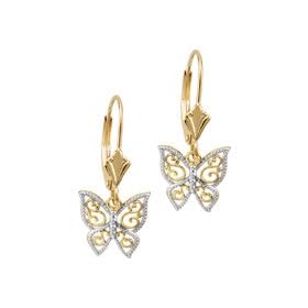 14kt. Yellow Gold, Filigree Butterfly Fashion Earrings by 