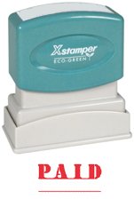 SHA1221 - Paid Ink Stamp, 1/2x1-5/8, Red Ink