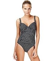 Tummy Control Spotted Ruched Swimsuit