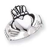 Sterling Silver Antiqued Claddagh Ring - Size 6 - JewelryWeb