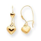 14k Sm. Puffed Heart Dangle Earrings SE729