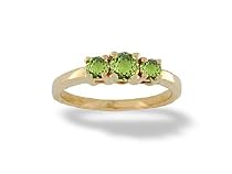 14K Yellow Gold Genuine Round Peridot 3-Stone Ring