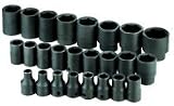 S K Hand Tools (SKT4037) 25 Piece 1/2in. Drive Metric Standard 6 Point Impact Socket Set