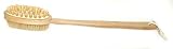 LONG HANDLE Wooden BATH BRUSH with CELLULITE MASSAGER Head 16.5