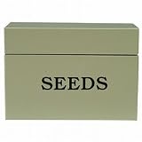 Kitchen & Housewares : apple coloured metal box for storing seeds - 20cm L x 14cm H x 9.5cm D - great garden gift or stocking filler