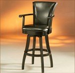 Glenwood GL217 Swivel Bar Stool - Feher Black with Black Leather