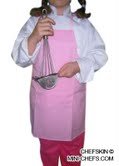 CHEFSKIN CHILDREN KIDS CHEF SET (1 ADJUSTABLE WHITE HAT + 1 PINK APRON) SMALL fits Kids 2-8 EXCELLENT FOR SCHOOL PLAYS, HALLOWEEN, CHRISTMAS, Help MOM, COOKING OR BAKING PARTIES AND MORE