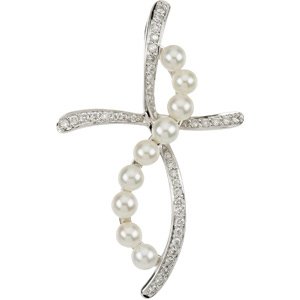 Womens 14k White Gold Freshwater Cultured