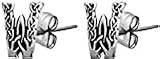 Celtic Letter W Silver Tone Pewter Stud Earrings