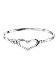 Baby And Toddler Jewelry - Sterling Silver Diamond Open Heart Bangle