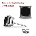 1/4 Cts Black Diamond Mens Stud Earring in 14K White Gold