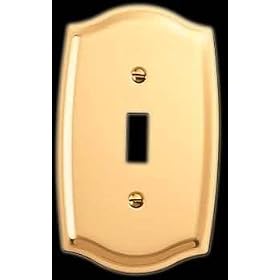 Single Toggle or Dimmer Colonial Switchplate - Bright Solid Brass by Renovator's Supply