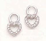 14kt White Gold Diamond Heart Earring Charm- DS1184