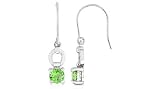Round Cut Peridot Dangling Earrings Sterling Silver