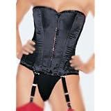 Satin Corset with Metal Boning & Lace Up Back, Black, Large - by Leg Avenue