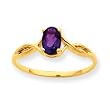 10k Polished Genuine Amethyst Birthstone Ring - Size 6