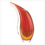 Crimson Sunset Abstract Art Deco Glass Vase Home Decor