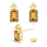 0.12 Ct Diamond and 2.18 Ct Citrine Earrings in 18K Yellow Gold
