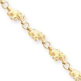 14k Elephant Bracelet - 7 Inch