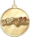 Antique Car on Disc, 14K Gold Charm