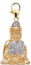 Yellow Gold Buddha Diamond Charm 14K
