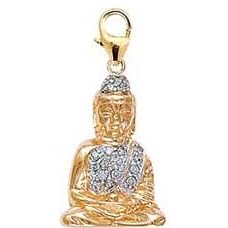 http://religiousjewelry.wordpress.com - Buddha, 14K Gold Diamond Charm