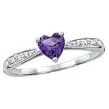10kt. White Gold, Amethyst & Diamond Heart Ring