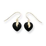 Sardelli - 14kt Gold Onyx Heart w/Leaf Earrings