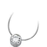 Stunning! 14k White-gold 06.5MM=1 CT Moissanite Solitaire Pendant Slide W/Snake Chain