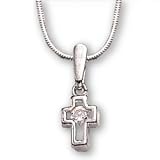 Fine Pewter and CZ Stone Gods Kids Cross and 16-inch Chain