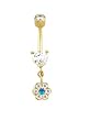 Stunning Heart and Flower Belly Button Ring is Nickel Free 14 karat Gold