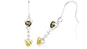 Heart Cut Smoky Quartz Citrine Dangling Earrings Sterling Silver