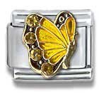 Clearly Charming November Topaz Gold Czech Crystal Butterfly Birthstone Butterfly Italian Charm Bracelet Link