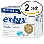 Ex-Lax Stimulant Laxative, Maximum Strength, 25 mg, 90-Count Boxes (Pack of 2)