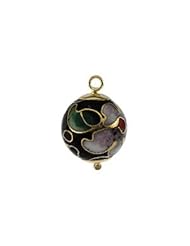 14K Yellow Gold Black Cloissonne Ball Charm