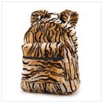 Animal Tiger Print Plush Fabric Backpack School Bag