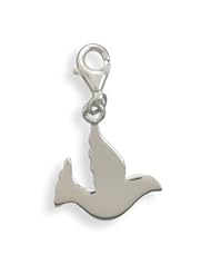 Polished Sterling Silver Dove Charm