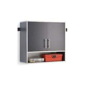 Rubbermaid 5H1600CSLRK Castlerock & Black Top Cabinet With Cubbies FastTrack Garage Organizer