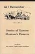 As I Remember: Stories of Eastern Montana's Pioneers